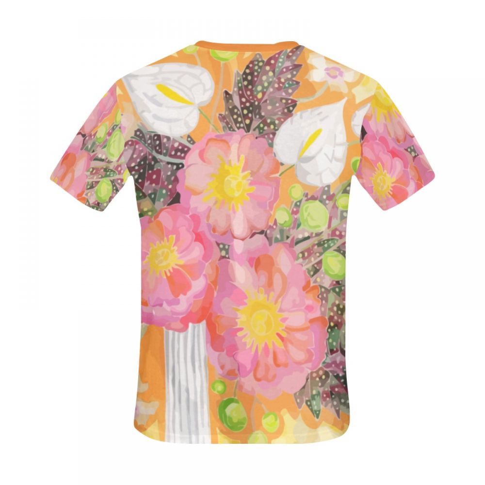 Tee-shirt Court Bouquet De Pivoines D'art Abstrait Hommes