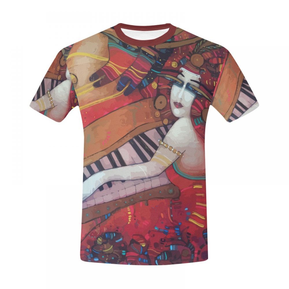 Tee-shirt Court Art Rouge Fille Piano Hommes