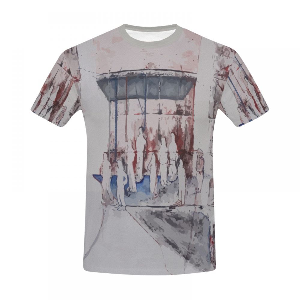 Tee-shirt Court Cage D'art De Personnes Hommes