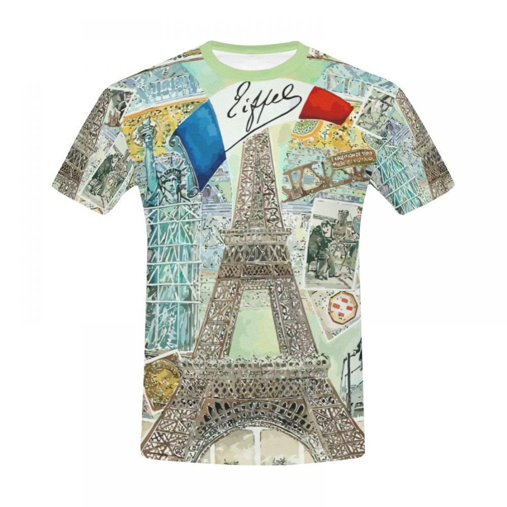 Tee-shirt Court Aquarelle Art France Tour Eiffel Hommes