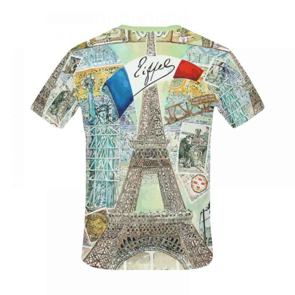 Tee-shirt Court Aquarelle Art France Tour Eiffel Hommes