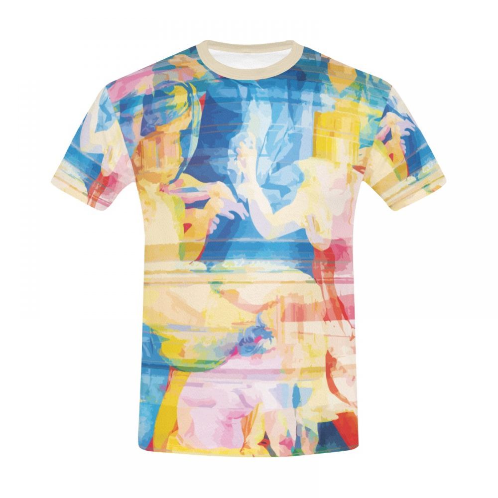 Tee-shirt Court Glitch Numérique D'art Hommes