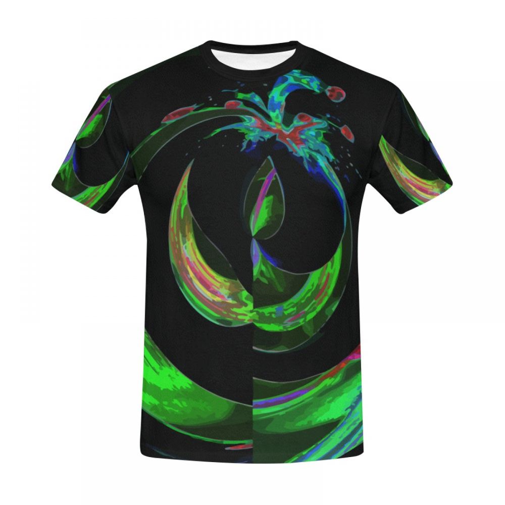 Tee-shirt Court Art Digital Goutte D'eau Verte Hommes