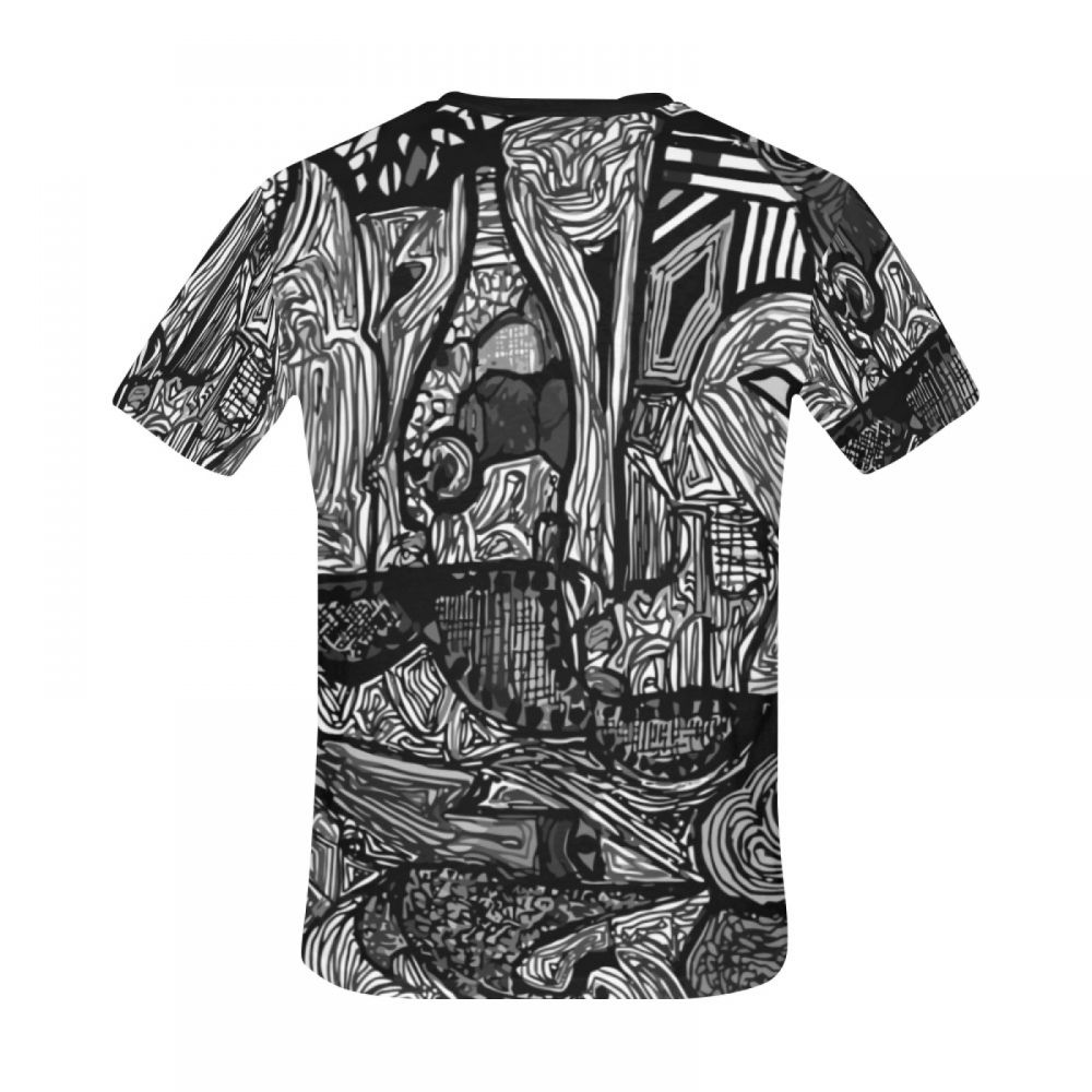 Tee-shirt Court Art Monde Noir Et Blanc Hommes