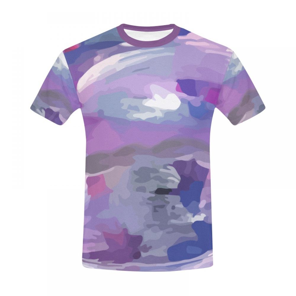 Tee-shirt Court Artistique Couleur Pourpre Graffiti Hommes