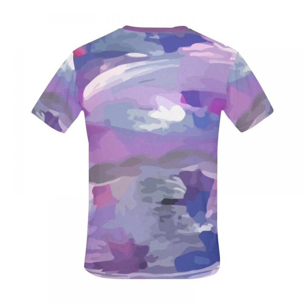 Tee-shirt Court Artistique Couleur Pourpre Graffiti Hommes