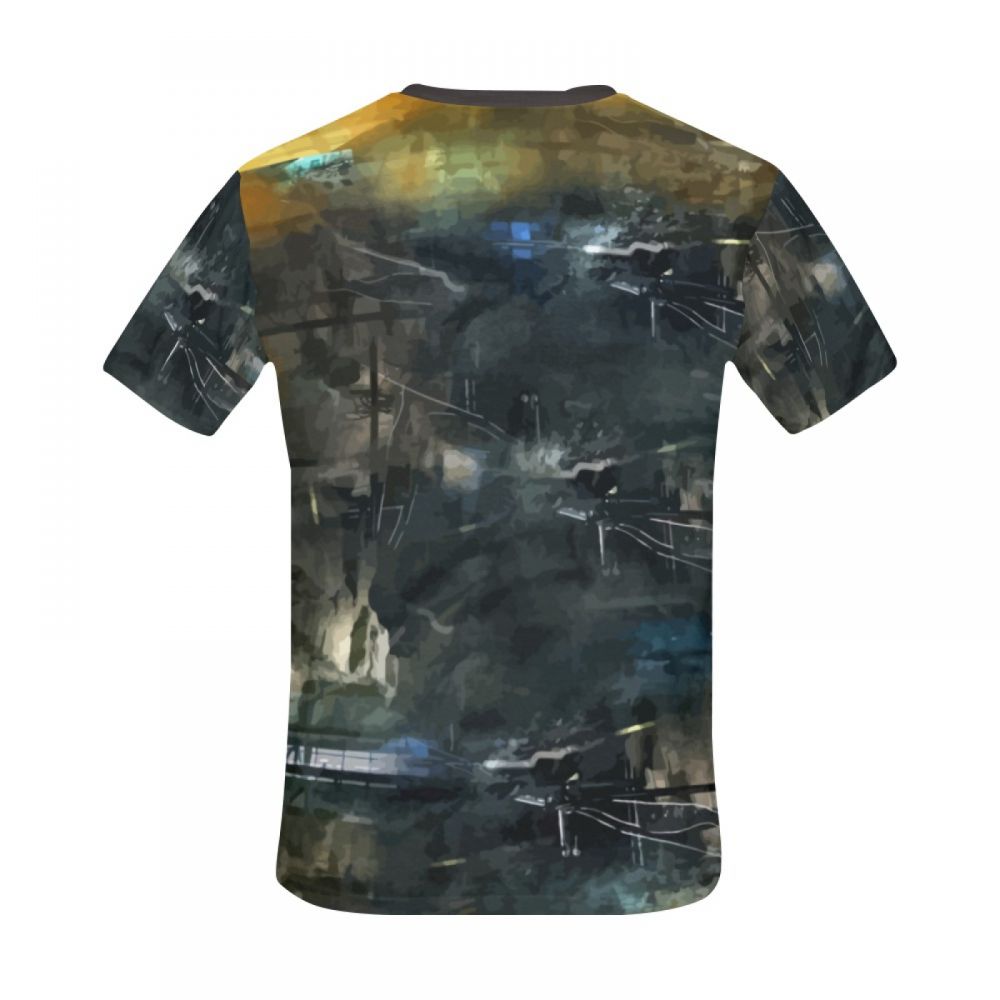 Tee-shirt Court Abstraction Noir Et Sombre Hommes