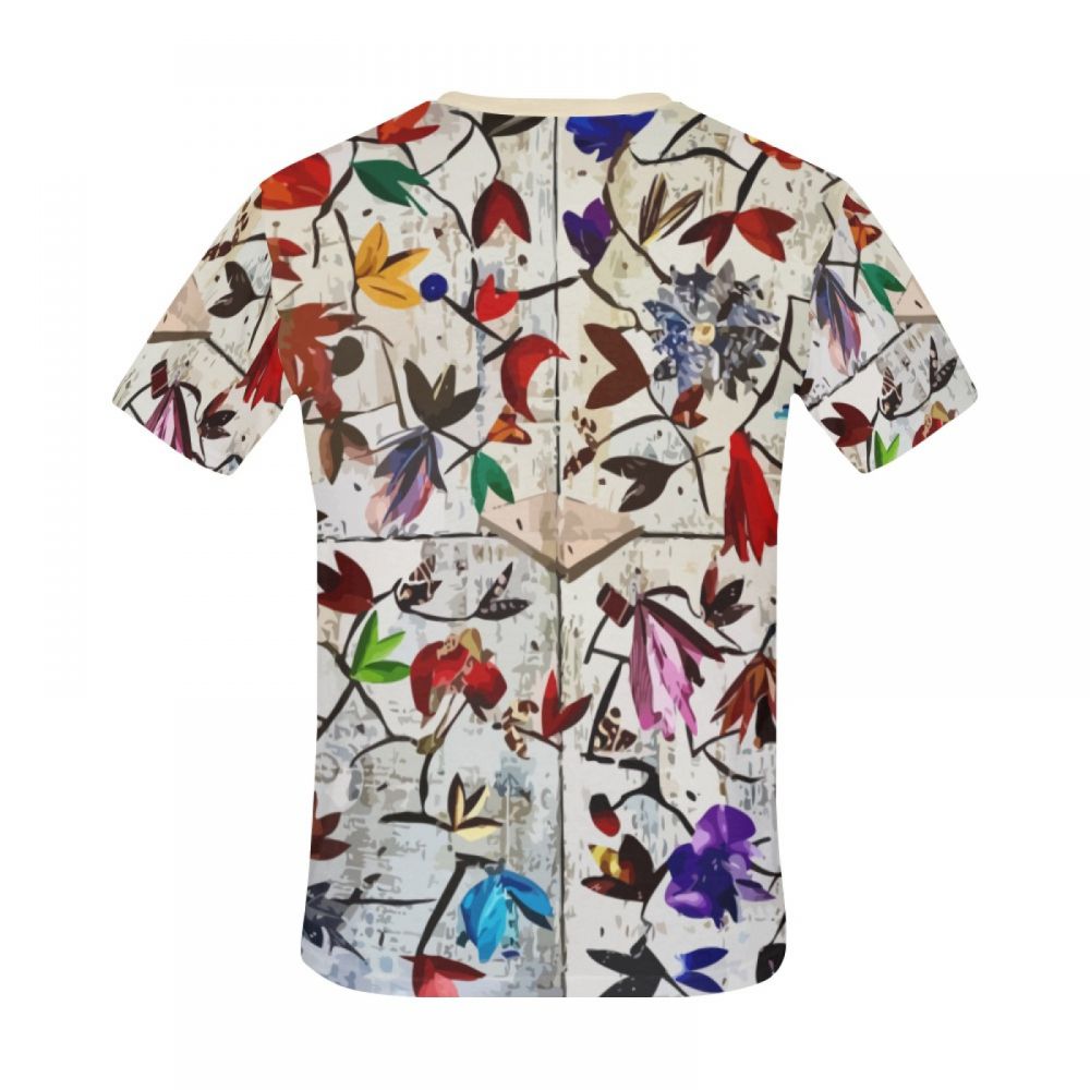 Tee-shirt Court Art Collage Fleurs Colorées Hommes