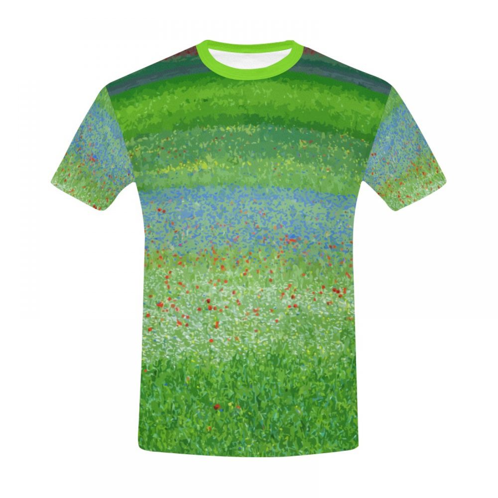 Tee-shirt Court Fleurs De Campagne D'art Vert Hommes