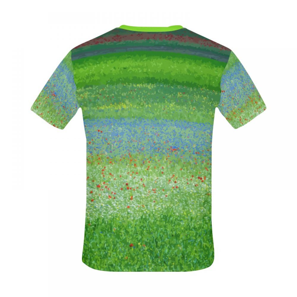 Tee-shirt Court Fleurs De Campagne D'art Vert Hommes