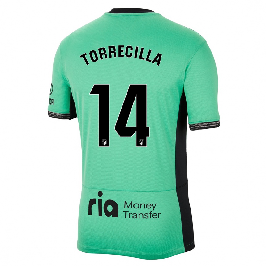 Enfant Football Maillot Virginia Torrecilla #14 Vert Printanier Troisieme 2023/24