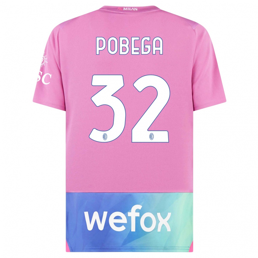 Enfant Football Maillot Tommaso Pobega #32 Rose-Mauve Troisieme 2023/24