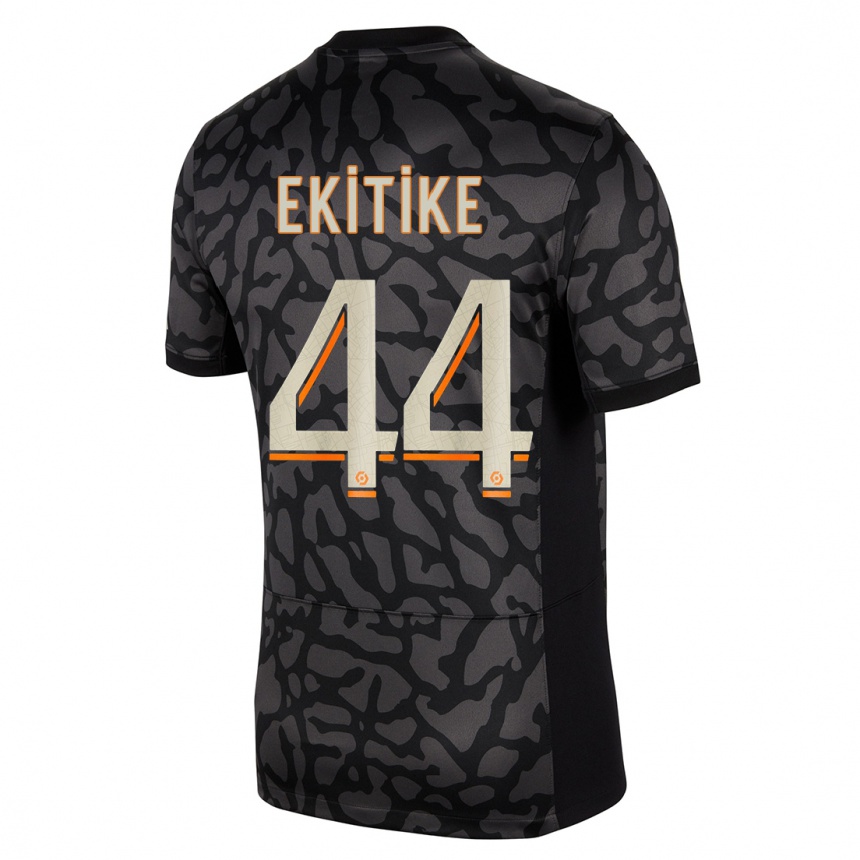 Enfant Football Maillot Hugo Ekitike #44 Noir Troisieme 2023/24