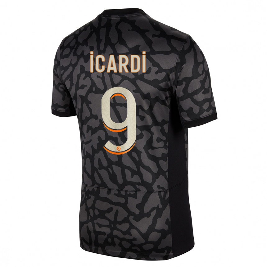 Enfant Football Maillot Mauro Icardi #9 Noir Troisieme 2023/24