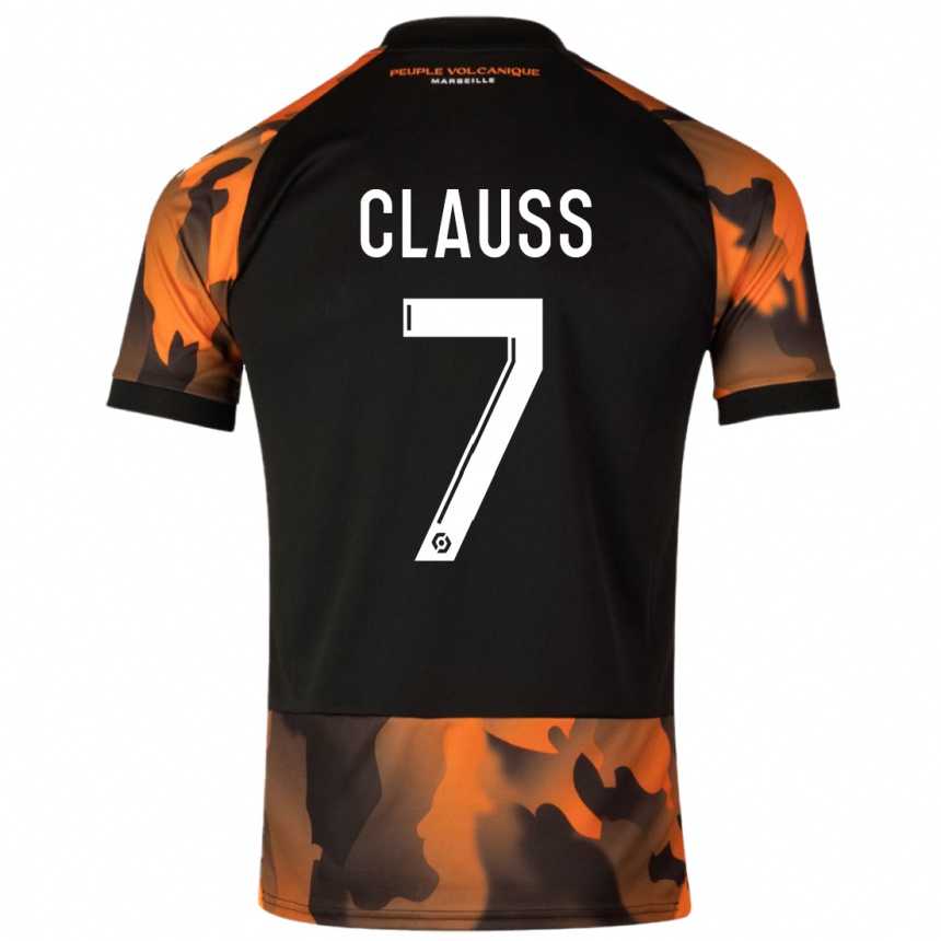 Enfant Football Maillot Jonathan Clauss #7 Noir Orange Troisieme 2023/24