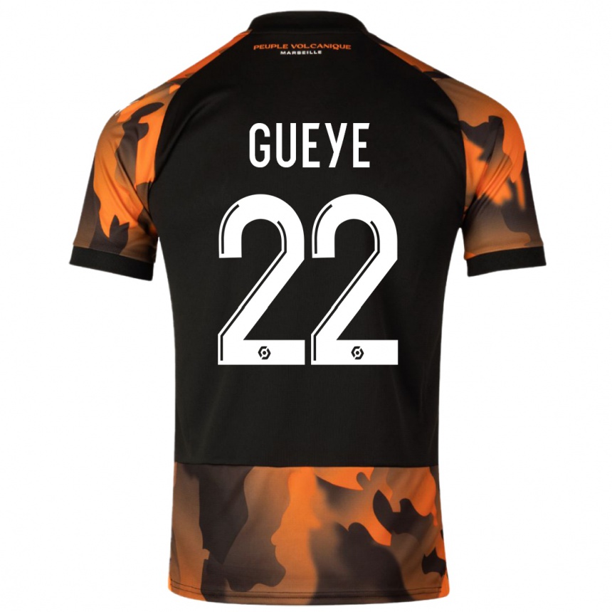 Enfant Football Maillot Pape Gueye #22 Noir Orange Troisieme 2023/24