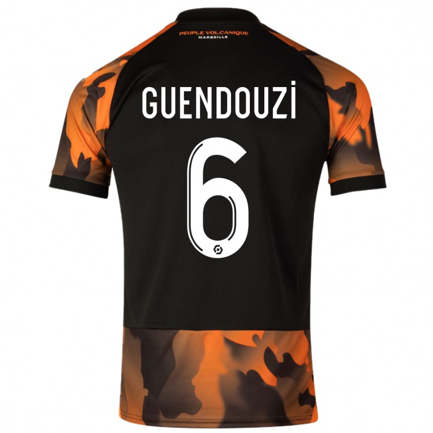 Enfant Football Maillot Matteo Guendouzi #6 Noir Orange Troisieme 2023/24