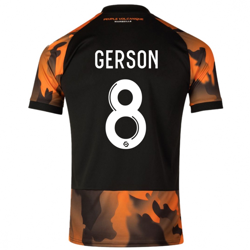 Enfant Football Maillot Gerson #8 Noir Orange Troisieme 2023/24