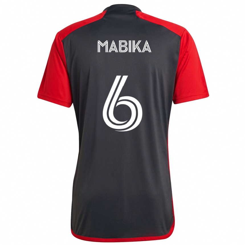 Enfant Football Maillot Aimé Mabika #6 Rouge Gris Tenues Domicile 2024/25