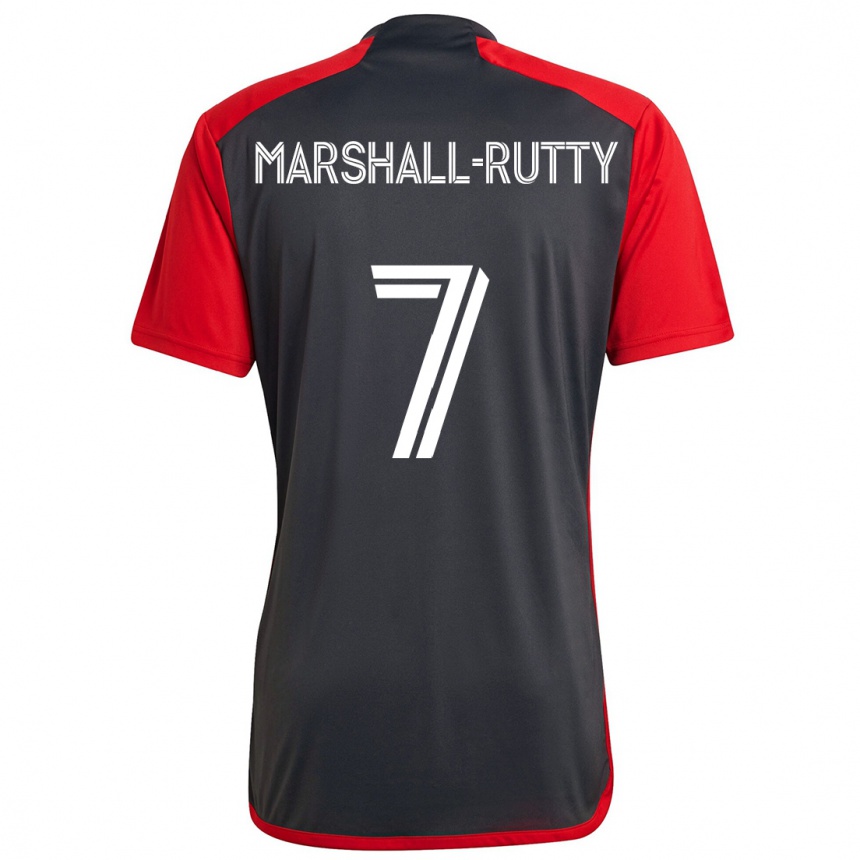 Enfant Football Maillot Jahkeele Marshall-Rutty #7 Rouge Gris Tenues Domicile 2024/25