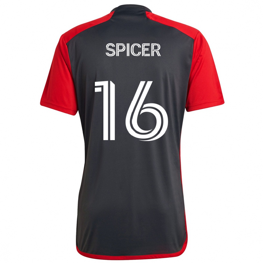 Enfant Football Maillot Tyrese Spicer #16 Rouge Gris Tenues Domicile 2024/25