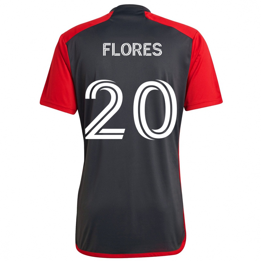 Enfant Football Maillot Deybi Flores #20 Rouge Gris Tenues Domicile 2024/25