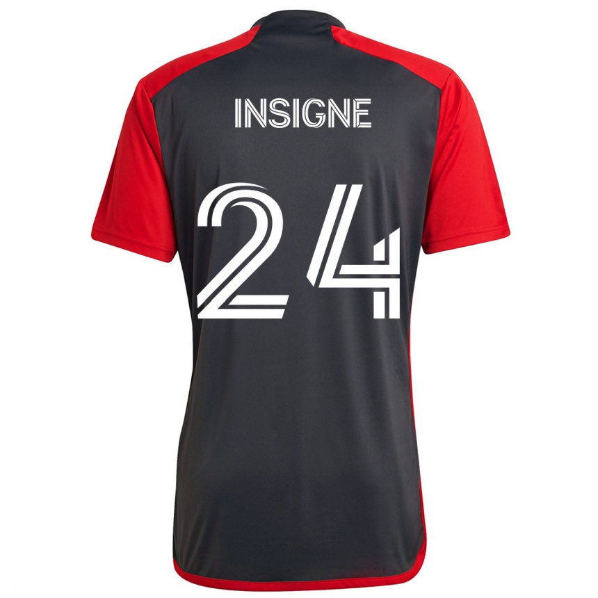 Enfant Football Maillot Lorenzo Insigne #24 Rouge Gris Tenues Domicile 2024/25