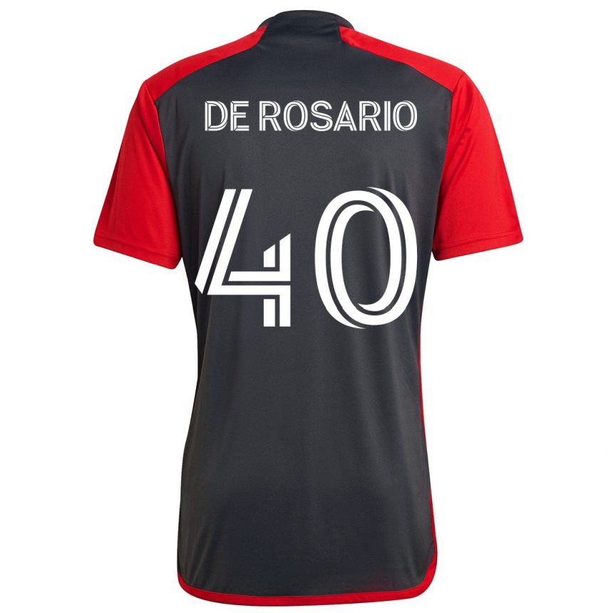 Enfant Football Maillot Adisa De Rosario #40 Rouge Gris Tenues Domicile 2024/25