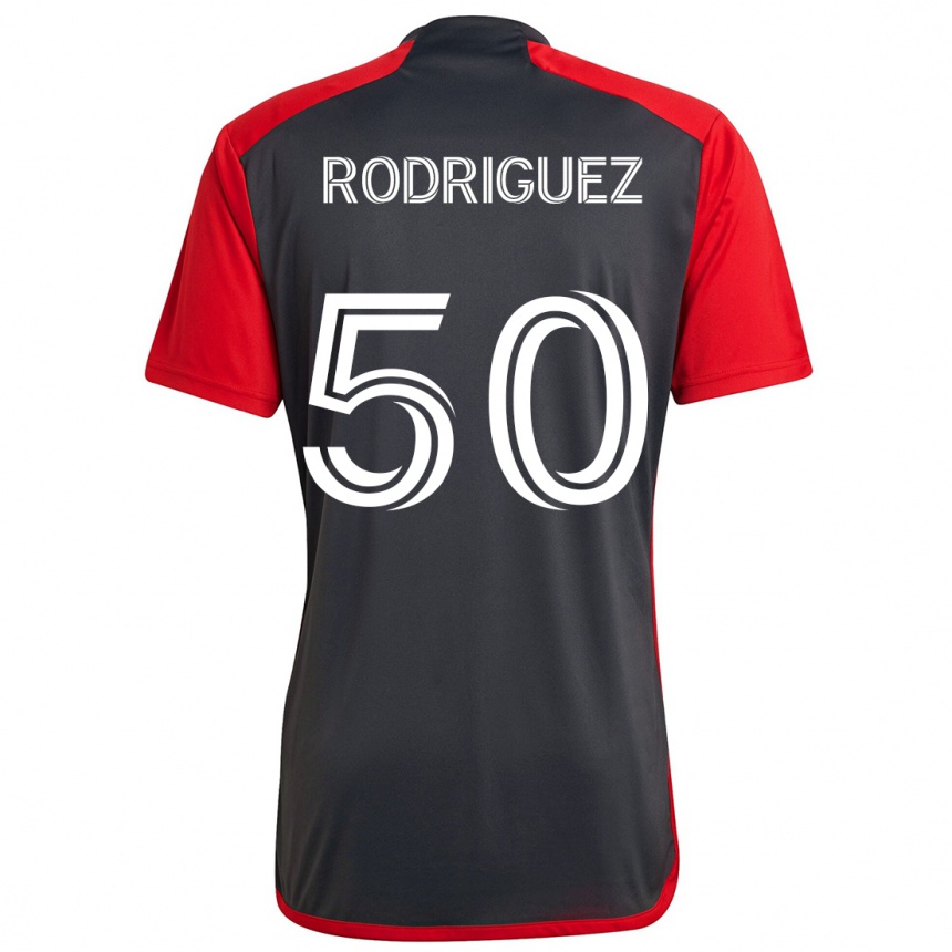 Enfant Football Maillot Abraham Rodriguez #50 Rouge Gris Tenues Domicile 2024/25