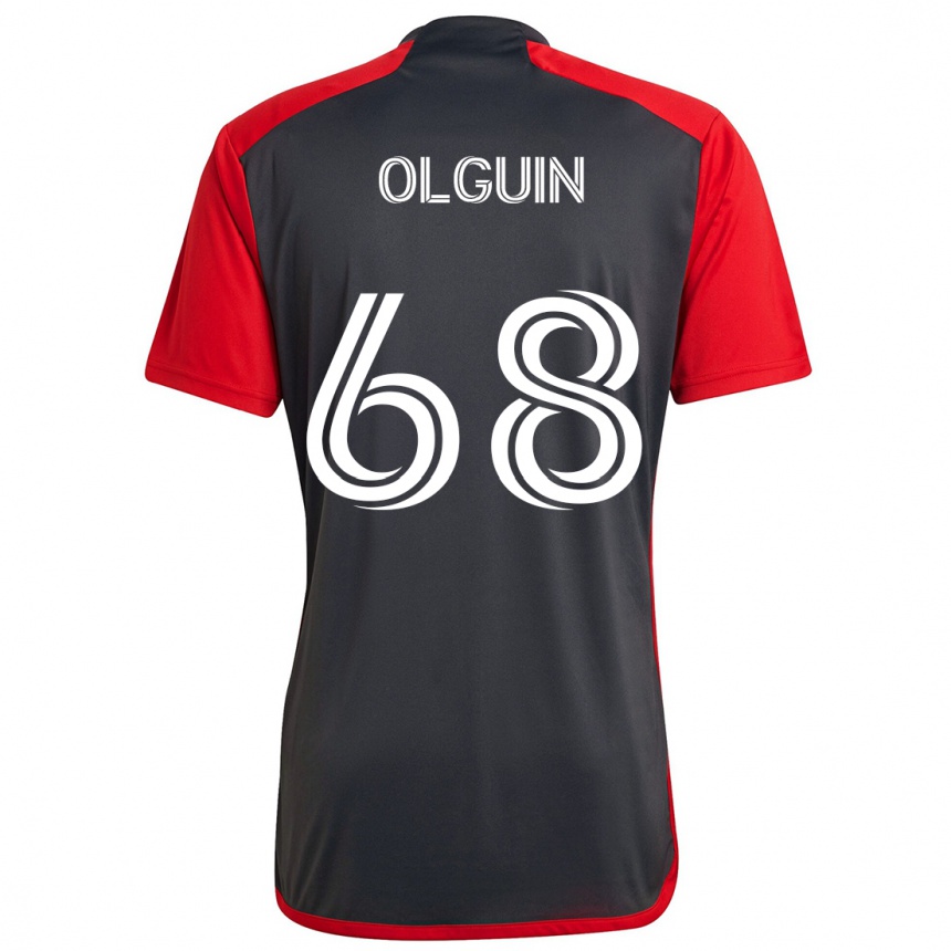 Enfant Football Maillot Lucas Olguin #68 Rouge Gris Tenues Domicile 2024/25