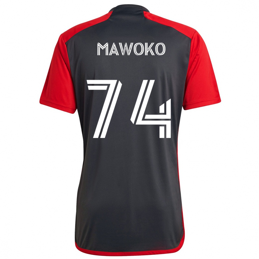 Enfant Football Maillot Kundai Mawoko #74 Rouge Gris Tenues Domicile 2024/25