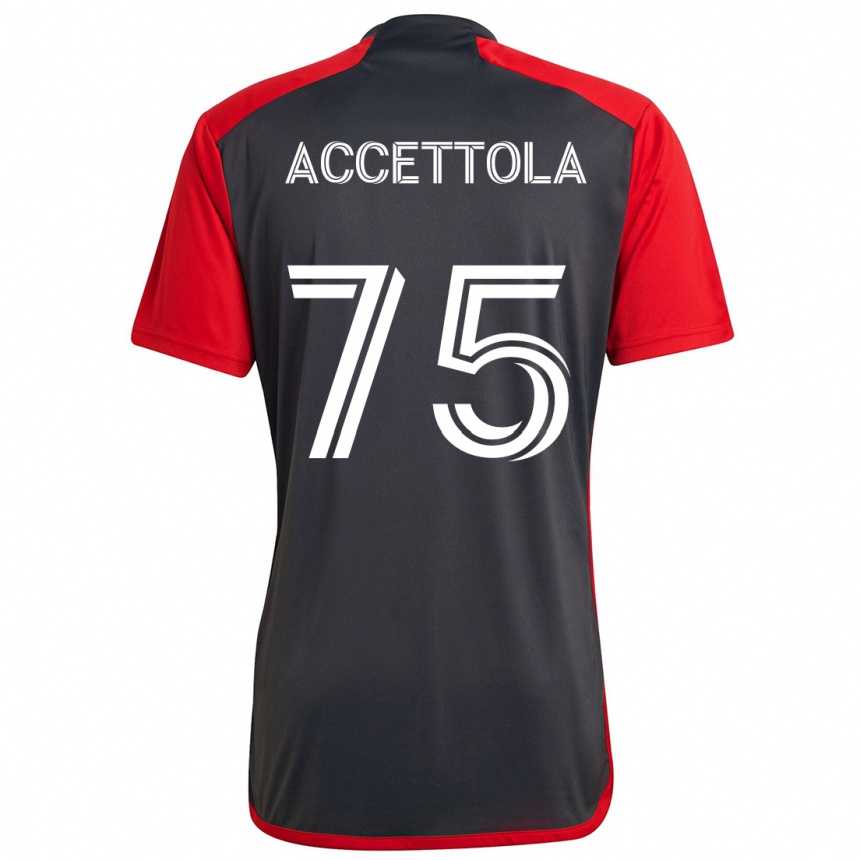 Enfant Football Maillot Luca Accettola #75 Rouge Gris Tenues Domicile 2024/25