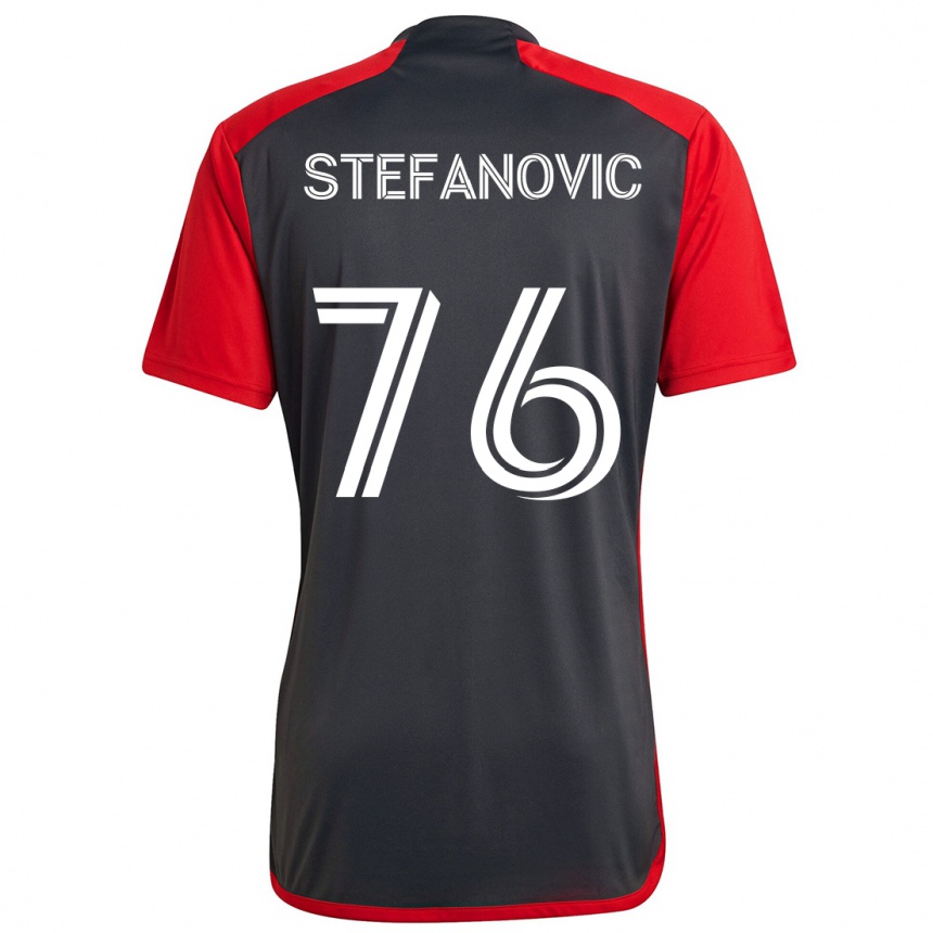 Enfant Football Maillot Lazar Stefanovic #76 Rouge Gris Tenues Domicile 2024/25