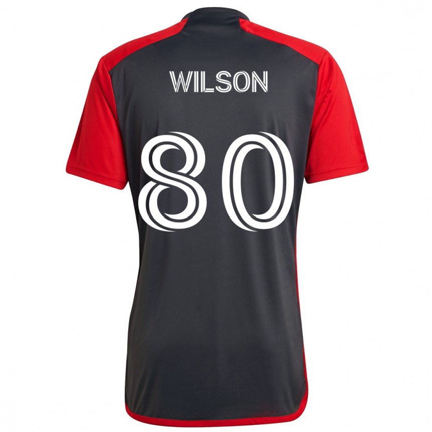 Enfant Football Maillot Shafique Wilson #80 Rouge Gris Tenues Domicile 2024/25