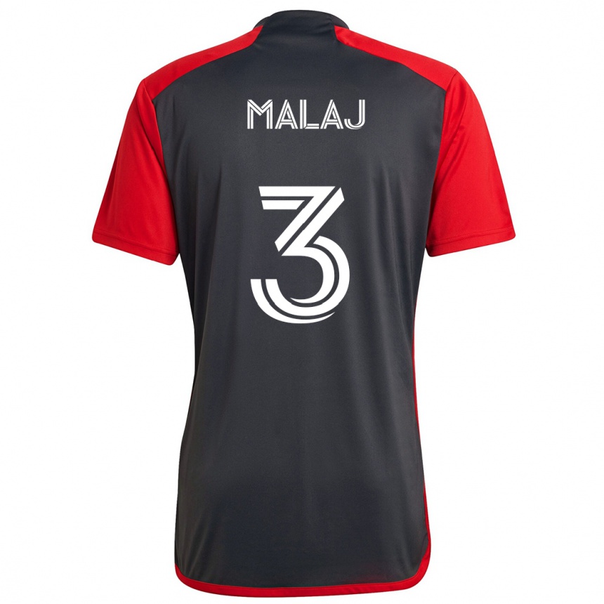 Enfant Football Maillot Albert Malaj #3 Rouge Gris Tenues Domicile 2024/25