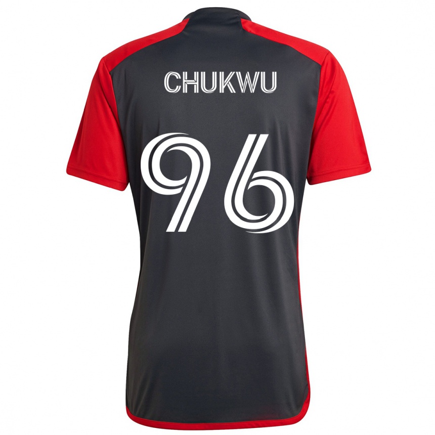 Enfant Football Maillot Richard Chukwu #96 Rouge Gris Tenues Domicile 2024/25