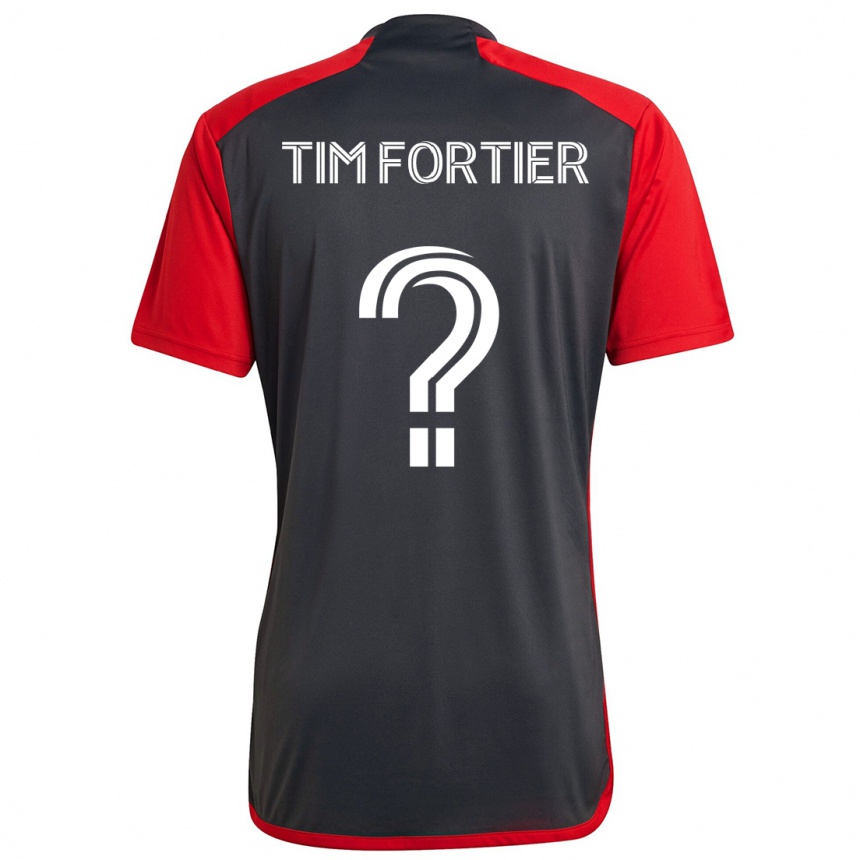 Enfant Football Maillot Tim Fortier #0 Rouge Gris Tenues Domicile 2024/25