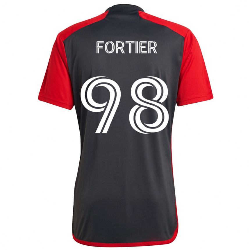 Enfant Football Maillot Kristjan Fortier #98 Rouge Gris Tenues Domicile 2024/25