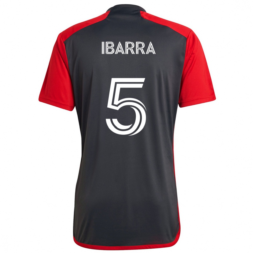 Enfant Football Maillot Franco Ibarra #5 Rouge Gris Tenues Domicile 2024/25