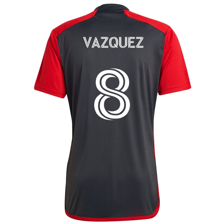 Enfant Football Maillot Víctor Vázquez #8 Rouge Gris Tenues Domicile 2024/25