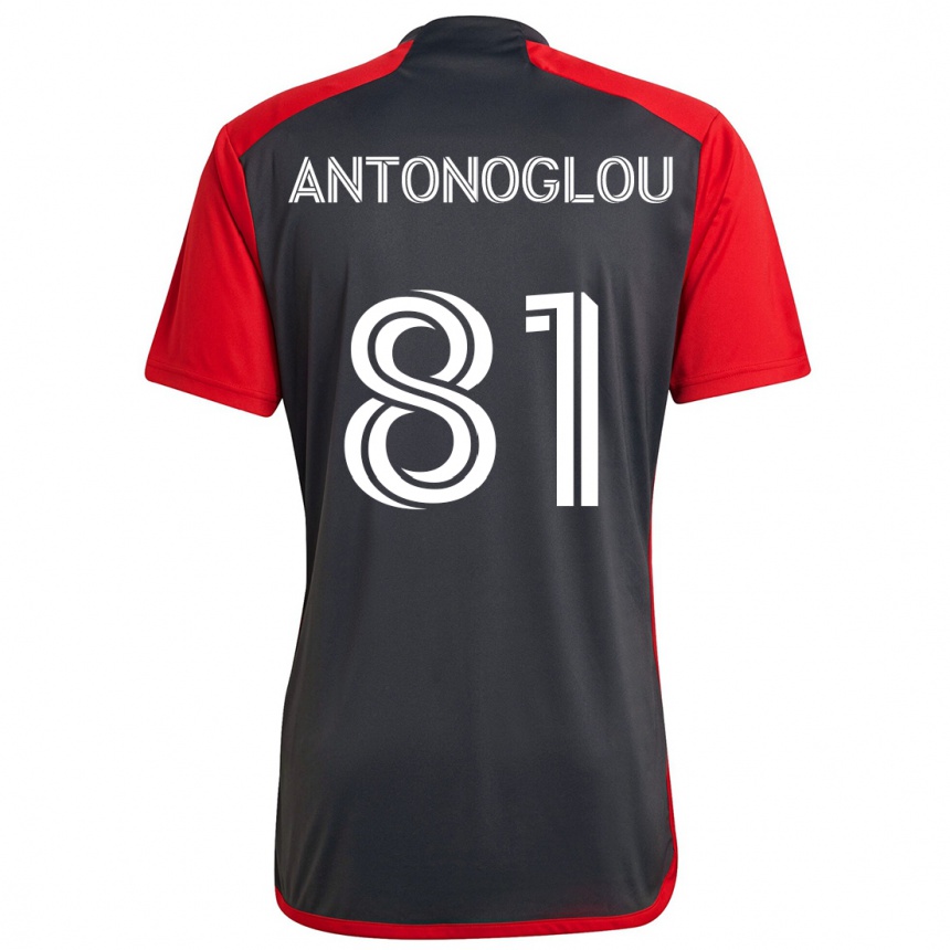 Enfant Football Maillot Themi Antonoglou #81 Rouge Gris Tenues Domicile 2024/25