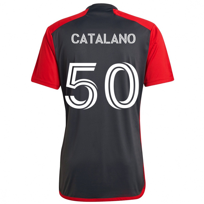 Enfant Football Maillot Gianluca Catalano #50 Rouge Gris Tenues Domicile 2024/25