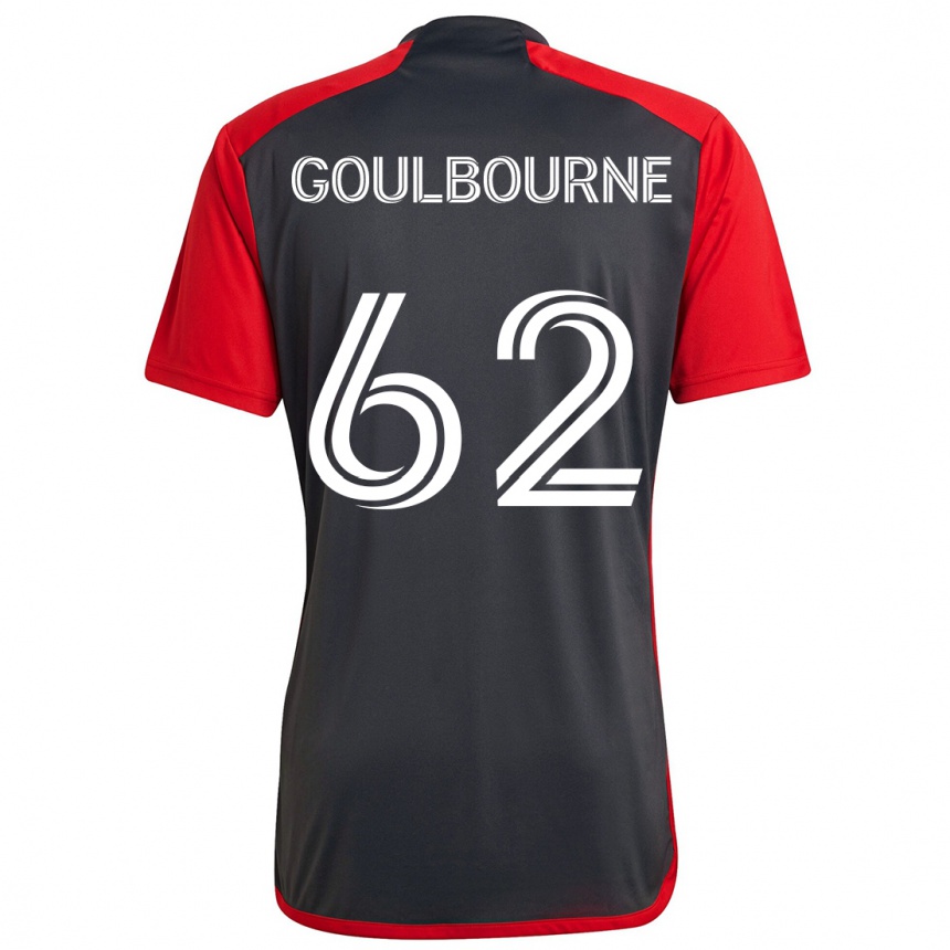 Enfant Football Maillot Rohan Goulbourne #62 Rouge Gris Tenues Domicile 2024/25