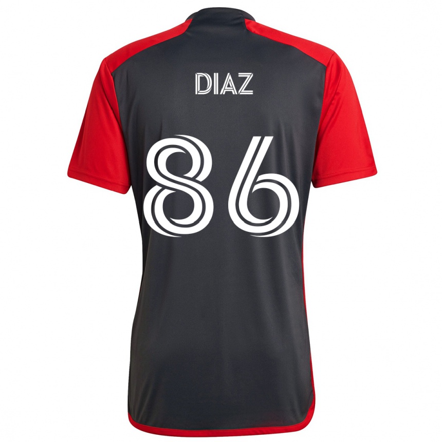 Enfant Football Maillot Alec Díaz #86 Rouge Gris Tenues Domicile 2024/25