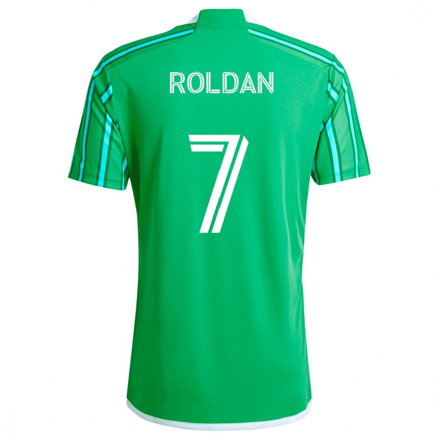 Enfant Football Maillot Cristian Roldán #7 Vert Blanc Tenues Domicile 2024/25