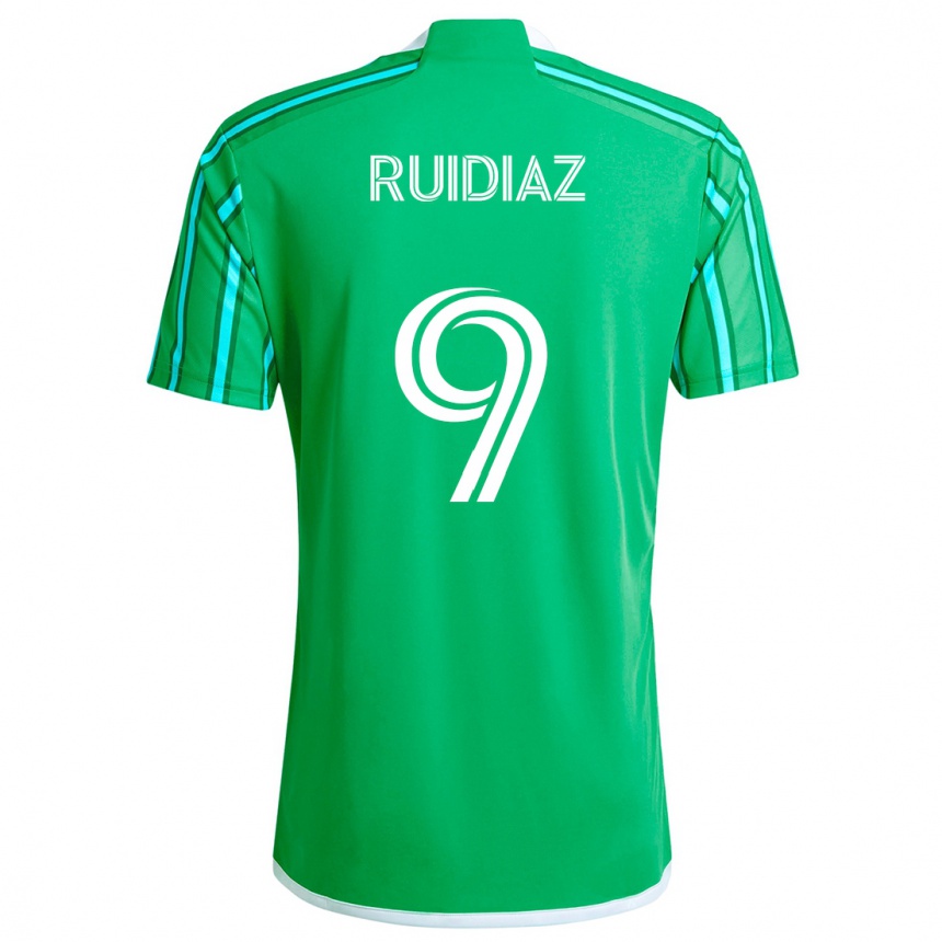 Enfant Football Maillot Raúl Ruidíaz #9 Vert Blanc Tenues Domicile 2024/25