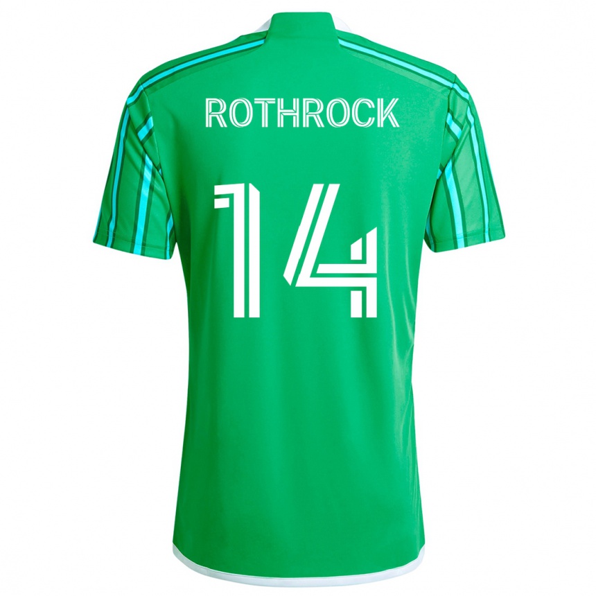 Enfant Football Maillot Paul Rothrock #14 Vert Blanc Tenues Domicile 2024/25