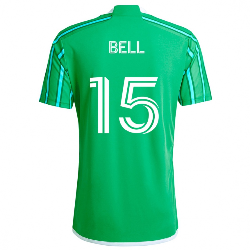 Enfant Football Maillot Jon Bell #15 Vert Blanc Tenues Domicile 2024/25