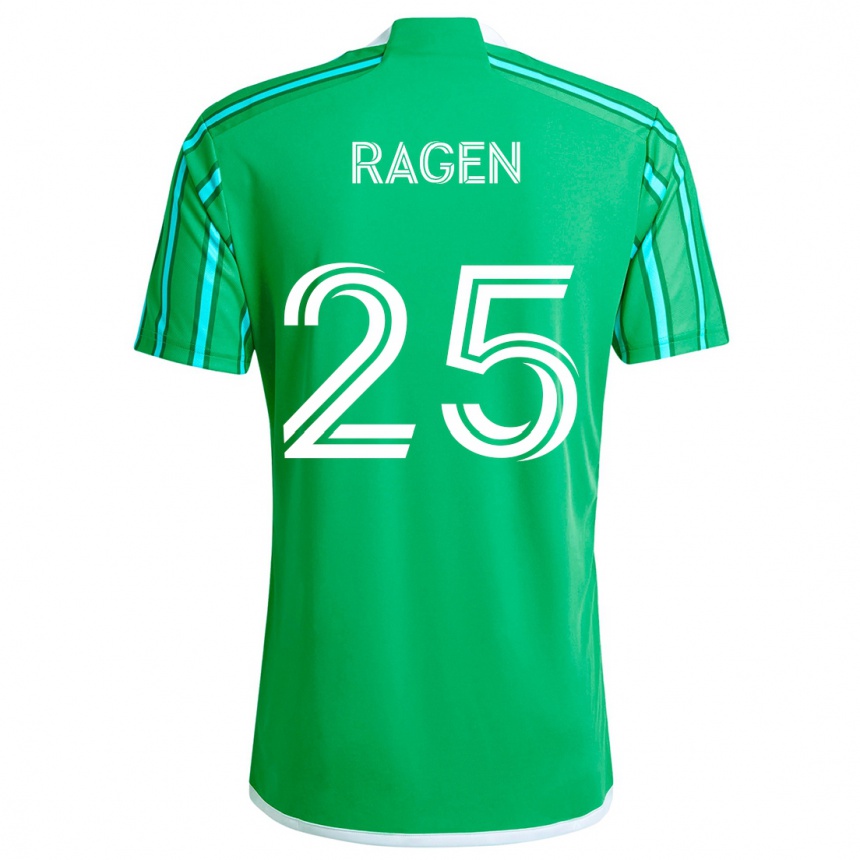 Enfant Football Maillot Jackson Ragen #25 Vert Blanc Tenues Domicile 2024/25