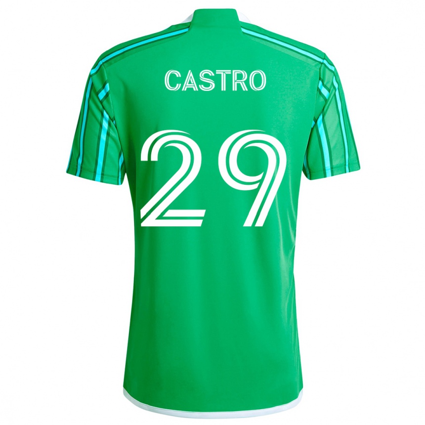 Enfant Football Maillot Jacob Castro #29 Vert Blanc Tenues Domicile 2024/25